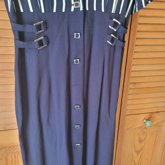 Mascara VTG Blue & White Short Sleeve Dress - Picture 5 of 8